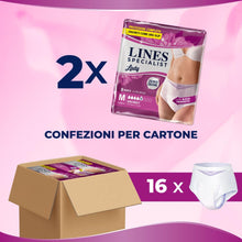 Carica l'immagine nel visualizzatore di Gallery, Lines Specialist Pants Lady Discreet, Mutande Assorbenti per Incontinenza Donna, Vita Bassa, Femminili e Discreti, Zero 