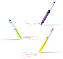 Carica l'immagine nel visualizzatore di Gallery, BIC 4 Colori, Penne Multicolore, Set 6 Penne a Sfera a Scatto con Inchiostri Classici e Pastello, Fusti Assortiti, Cancelleria Scuola e Università