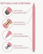 Carica l'immagine nel visualizzatore di Gallery, Penna Touch Screen 3 in 1 Universale 1pz Rosa, Penna per Tablet iPad/Samsung/Android/iOS, Alta Precisione con Punta Sost