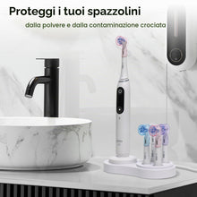 Carica l'immagine nel visualizzatore di Gallery, Set copri testine + porta spazzolino (compatibile con Oral-B iO &amp; Pro/Genius/Vitality), Multicolore + Bianco