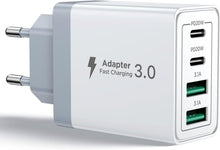 Carica l'immagine nel visualizzatore di Gallery, Caricatore USB C Rapido 40W 4Porto Presa USB Caricatore Multipla PD &amp; QC3.0 Carica Cellulare, Spina Alimentatore Caricab