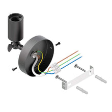 Carica l'immagine nel visualizzatore di Gallery, ledscom.de Lampada da parete FETRO, interruttore, nero opaco, rotonda, 1x E27 max. 60W