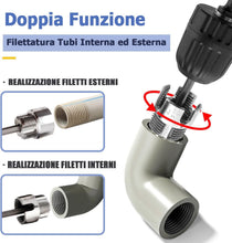 Carica l'immagine nel visualizzatore di Gallery, Mesee Kit per Filettatura Tubi PVC, Strumento per Filettatura Interna ed Esterna Integrata, Compatibile con Trapano Elet