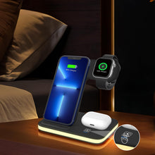 Carica l'immagine nel visualizzatore di Gallery, Caricatore Wireless Stazione di Ricarica, 3 in 1 Caricabatterie Wireless Charger Base per iPhone 16/15/14/13/12/11/Pro/M