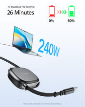 Carica l'immagine nel visualizzatore di Gallery, SOOPII 240W Cavo USB C Retrattile con Archiviazione magnetico (1m,2 Pezzi)