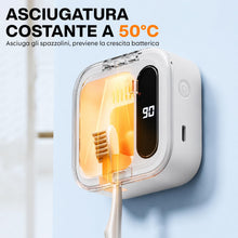 Carica l'immagine nel visualizzatore di Gallery, Spazzolino Igienizzante UV da Bagno, Asciugatura a 50 °C, Supporto con Disinfezione UV, Display LED, Fissaggio a Parete 