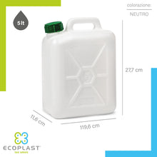 Carica l'immagine nel visualizzatore di Gallery, Ecoplast | Tanica Trasparente in plastica da 5 Litri – Resistente e Pratica. Ideale per la conservazione e Il Trasporto 