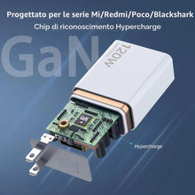 Carica l'immagine nel visualizzatore di Gallery, Caricatore 120w Hypercharge Combo per Xiaomi con cavo ricarica rapida USB C 6A 1 metro, caricabatterie fast charge 15T/1