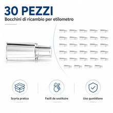 Carica l'immagine nel visualizzatore di Gallery, 30 Bocchini di Ricambio per Etilometro, Accessori Monouso per Tester Alcolico, Beccucci Universali per Misuratore di Alc