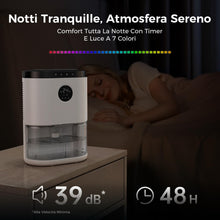 Carica l'immagine nel visualizzatore di Gallery, Deumidificatore 2300ML, Deumidificatore Casa Muffa con Sensore Display, Timer 48H, 7 Colori Luce, Sbrinamento Automatico