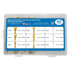 Carica l'immagine nel visualizzatore di Gallery, MMOBIEL 480 pz Assortimento di connettori a forcella Morsettiere a crimpare per cavi con guaine isolanti per cablaggio e