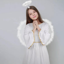 Carica l'immagine nel visualizzatore di Gallery, SULOLI Costume da Angelo,Vestito d'angelo Bianco con Ali ed Aureola,Costume Bambini per Natale, Carnevale,Halloween
