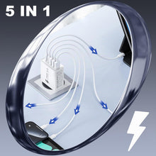 Carica l'immagine nel visualizzatore di Gallery, Caricatore USB C Presa, 50W 5Porte Caricatore USB Multiplo PD&amp;QC Carica Rapida Cellulare, Spina USBC Alimentatore Carica
