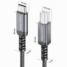 Carica l'immagine nel visualizzatore di Gallery, deleyCON 1m Cavo Stampante USB C (Per Stampanti, Scanner, MIDI) USB-C a B, Intrecciato + Connettori in Metallo, per HP S