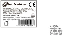Carica l'immagine nel visualizzatore di Gallery, Electraline 58104 Programmatore Timer 16 A, Nero/Bianco