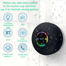 Carica l'immagine nel visualizzatore di Gallery, Cassa Doccia Bluetooth Altoparlante Bagno Bluetooth Impermeabile con Ventosa Shower Speaker Bluetooth con Luce RGB Stere