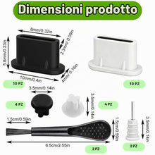 Carica l'immagine nel visualizzatore di Gallery, 20 pezzi Tappo USB C Set,Bianco e nero *10,Tappino USB Type C,Tappi Telefono Antipolvere, Tappi usb c,Compatibile Tappo 