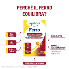 Carica l'immagine nel visualizzatore di Gallery, equilibra Integratori Alimentari, Ferro con Acido Folico + Vitamina C, Integratore a Base di Ferro, per la Normale Funzi