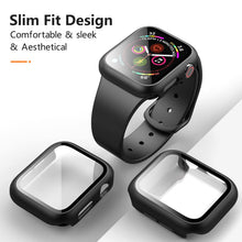 Carica l'immagine nel visualizzatore di Gallery, Amzpas 【2 PEZZI】 Cover per Apple Watch Series 6/ Series 5/ Series 4/SE 44mm Con Vetro Temperato 44mm (Nero*2)