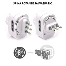 Carica l'immagine nel visualizzatore di Gallery, VELAMP - Multipresa Presa Multipla Salvaspazio a 3 Prese con Spina Piccola 10A, 1 Presa Schuko Multistandard IT, 2 Prese