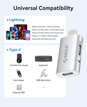 Carica l'immagine nel visualizzatore di Gallery, ORICO USB C femmina a Lightning maschio per iPhone 14/13/11/12 Pro Max, compatibile con caricamento, supporto funzione O