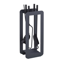 Carica l'immagine nel visualizzatore di Gallery, Relaxdays Set di Attrezzi da Camino, 5 Accessori, Attizzatoio, Paletta, Scopino, Pinza e Supporto Utensili, Grigio Nero