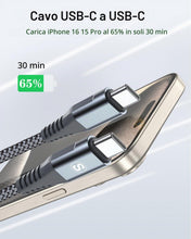Carica l'immagine nel visualizzatore di Gallery, Cavo USB C USB C [2 pezzi 2m], [Ricarica rapida PD 60W] cavo usb type-c per con serie i phone 15, MacBookPro, iPad Pro/A