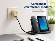 Carica l'immagine nel visualizzatore di Gallery, Adattatore Tripolare a RJ11 6P2C – Spina + Doppia Presa Tripolare 3 Poli – per Telefoni Fissi su Prese Italiane a Muro (
