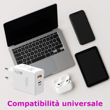 Carica l'immagine nel visualizzatore di Gallery, Caricatore Rapido da Muro 120W USB-C e USB-A Multiplo, Power Delivery 67W + Quick Charge 67W, Spina Europea, Adattatore 