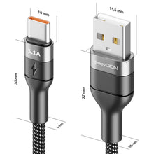 Carica l'immagine nel visualizzatore di Gallery, deleyCON 2x 1m USB C 3.1A Ricarica Dati USB-A a USB-C Cable per iPhone 17 16 15 Pro Max Air Galaxy A16 A56 S26 S25 S24 S