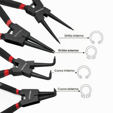 Carica l'immagine nel visualizzatore di Gallery, WISEUP 4 Pezzi Pinze Per Anelli Di Sicurezza, pinza interne ed esterne diritte da 170 mm, acciaio al carbonio industrial