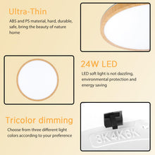 Carica l'immagine nel visualizzatore di Gallery, Plafoniera Led Soffitto Con Venature Del Legno,Montaggio Ad Incasso,Moderno Ultrasottile Plafoniera Led,24W 3000K/4000K/