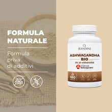 Carica l'immagine nel visualizzatore di Gallery, Bandini® Ashwagandha BIO KSM-66® Vegan (180 Capsule) - Withania Somnifera