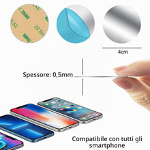 Carica l'immagine nel visualizzatore di Gallery, 8 Pezzi Calamita per Cellulare Auto, Rotondi Placche Metalliche Adesive, per Porta Cellulare Auto/Supporto Telefono Magn