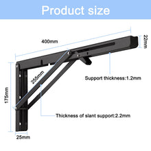 Carica l'immagine nel visualizzatore di Gallery, Nutabevr 400 mm - Staffa pieghevole per scaffali, 2 pezzi, supporto per mensole pieghevoli, supporto per console pieghev