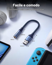 Carica l'immagine nel visualizzatore di Gallery, MOGOOD Adattatore USB a Jack 3,5mm 0,2M Scheda Audio Esterna Stereo TRRS