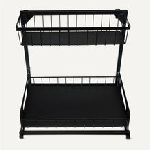 Carica l'immagine nel visualizzatore di Gallery, Amazon Basics, Organizer Portaoggetti Sottolavello con Inserti per Vassoi, a Forma di L, Organizer Estraibile per Armadietto, Vassoio Inferiore Scorrevole, Confezione da 2, Nero