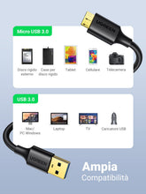 Carica l'immagine nel visualizzatore di Gallery, UGREEN Cavo Micro B a USB 3.0 A 5Gbps per Disco Rigido Esterno (0.5M)