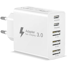 Carica l'immagine nel visualizzatore di Gallery, Caricatore USB C Rapido 50W, 5 Porto Alimentatore USBC Multiplo Presa USB Caricabatterie Presa Multipla Type C Spina per