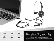 Carica l'immagine nel visualizzatore di Gallery, LEDLUX 1 Pezzo Cuffia Monoaurale Con USB Microfono Auricolare Professionale Per PC Notebook Aziendale Ufficio Call Cente