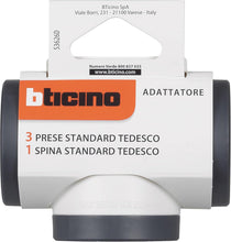 Carica l'immagine nel visualizzatore di Gallery, BTICINO Adattatore S3626D, 3 Prese Schuko Standard Tedesco, Spina Grande 16A, Presa multipla su 3 Lati, Potenza Fino a 3