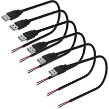 Carica l'immagine nel visualizzatore di Gallery, RUNCCI-YUN 6Pcs Connettore maschio USB 2.0,connettore usb a saldare,Spina USB Cavo nudo a 2 pin cavo Pigtail fai da per 