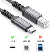 Carica l'immagine nel visualizzatore di Gallery, deleyCON 1m Cavo Stampante USB C (Per Stampanti, Scanner, MIDI) USB-C a B, Intrecciato + Connettori in Metallo, per HP S