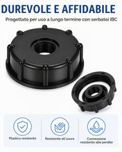 Carica l'immagine nel visualizzatore di Gallery, 3 Adattatori IBC S60x6 Filettatura 1/2 Pollice, Tappo in Plastica per Serbatoio IBC da 1000 Litri, Guarnizione per Rubin