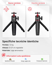 Carica l'immagine nel visualizzatore di Gallery, Rollei Mini Treppiede Comfort Desktop 2-in-1 27cm con Testa a Sfera a 360°