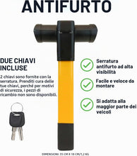 Carica l'immagine nel visualizzatore di Gallery, Bloccasterzo Auto Antifurto Meccanico a T, Blindosterzo Auto Universale con 2 Chiavi, Antifurto Auto Resistente per Furg