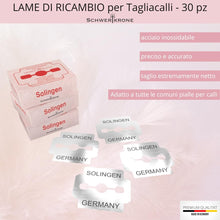 Carica l'immagine nel visualizzatore di Gallery, SCHWERTKRONE® Lame Credi per Pedicure 30 Pezzo [MADE IN GERMANY SOLINGEN] - Lame Affettatrici per la Rimozione dei Calli