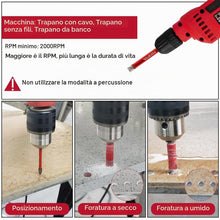 Carica l'immagine nel visualizzatore di Gallery, FOCSTOL Set Punte Trapano Diamantate - 4 pezzi 6/6/6/6mm Sega a Tazza Diamantata+1 pezzi 6mm Trapano Carburo con Gambo T