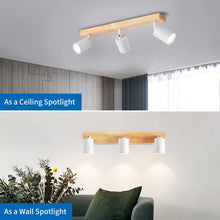 Carica l'immagine nel visualizzatore di Gallery, ANWIO Faretti da Soffitto Orientabili,Faretti da Muro,Lampada Soffitto con 3 Lampadine LED GU10,Applique da Parete,Lampa
