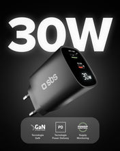 Carica l'immagine nel visualizzatore di Gallery, SBS Alimentatore LCD USB-C 30W, Tecnologia GaN, Power Delivery (PD 3.0 PPS)